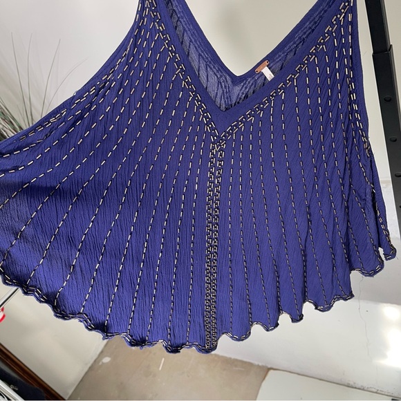 Free People Deep Blue Camisole with Metallic Highlights - Picture 10 of 13